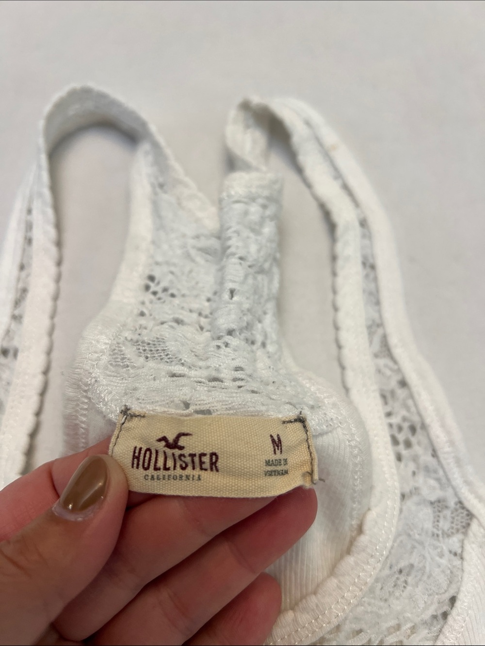 Hollister Y2K white Lace Trim Racerback Cami Tank Top Bella Swan Coquette size M - Picture 4 of 10